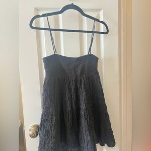 Zara Black Textured Mini Dress Size Medium